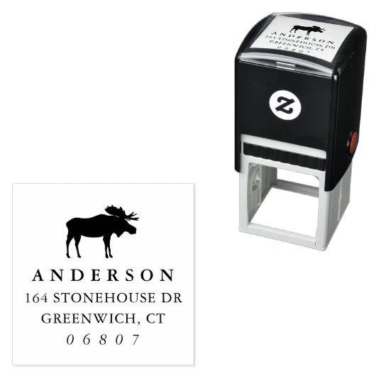 Rustic Winter Moose Return Address Zelfinktende Stempel (In situ)