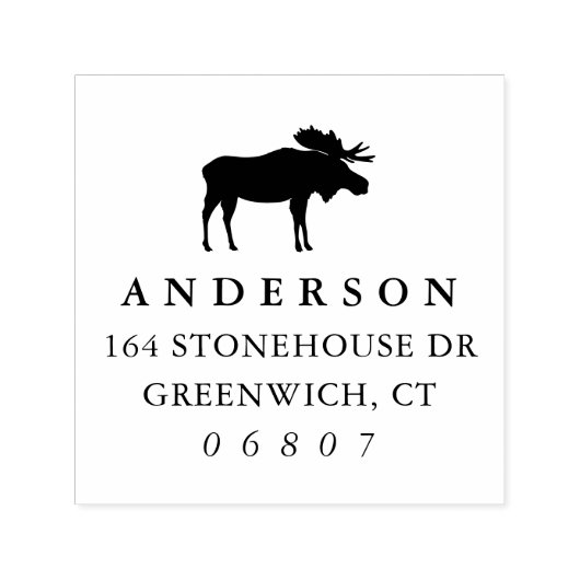 Rustic Winter Moose Return Address Zelfinktende Stempel (Design)