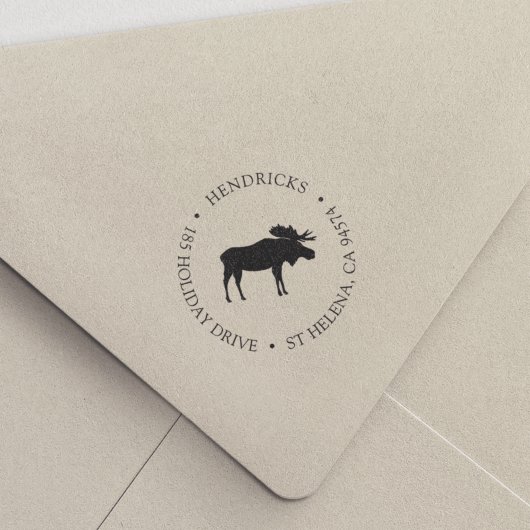 Rustic Winter Moose Return Address Zelfinktende Stempel