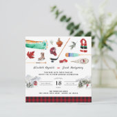 Rustic Winter Mountain | Camping Wedding Invitatio Kaart (Staand voorkant)