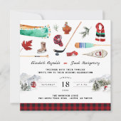 Rustic Winter Mountain | Camping Wedding Invitatio Kaart (Voorkant)
