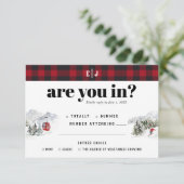 Rustic Winter Mountain | Camping Wedding RSVP Aankondiging (Staand voorkant)