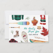 Rustic Winter Mountain | Camping Wedding RSVP Aankondiging (Achterkant)