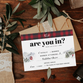 Rustic Winter Mountain | Camping Wedding RSVP Aankondiging