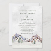 Rustic Winter Mountain Forest Wedding Invitations Kaart (Voorkant)