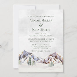 Rustic Winter Mountain Forest Wedding Invitations Kaart