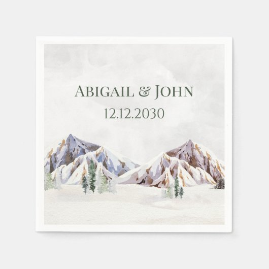 Rustic Winter Mountain Forest Wedding Napkin Servet (Voorkant)