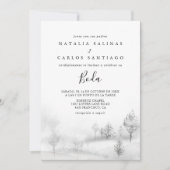 Rustic Winter Mountain Front en Back Boda Wedding Kaart (Voorkant)