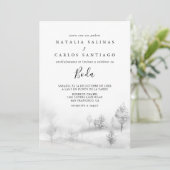 Rustic Winter Mountain Front en Back Boda Wedding Kaart (Staand voorkant)