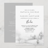 Rustic Winter Mountain Front en Back Boda Wedding Kaart (Voorkant / Achterkant)