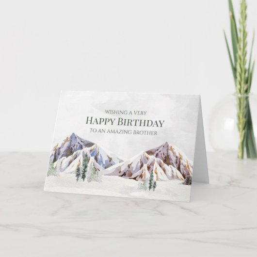 Rustic Winter Mountain Happy Birthday Brother Card Bedankkaart (Voorkant)