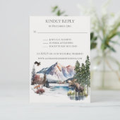 Rustic Winter Mountain Lodge RSVP Beantwoorden Kaart (Staand voorkant)