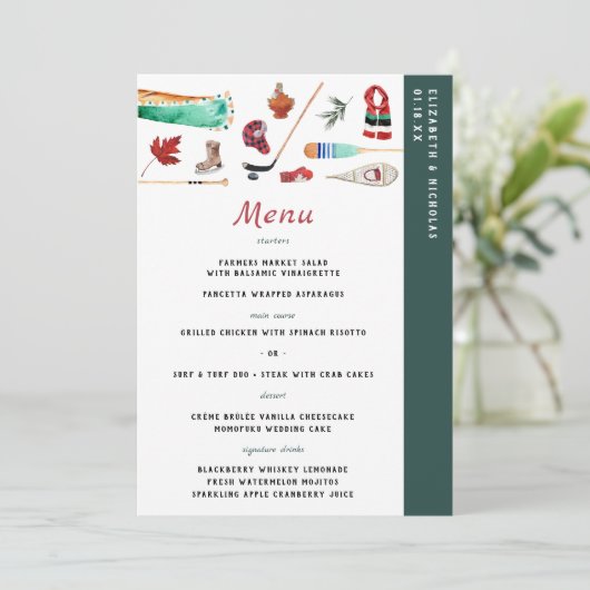Rustic Winter Mountain | Menu Camping Wedding (Staand voorkant)