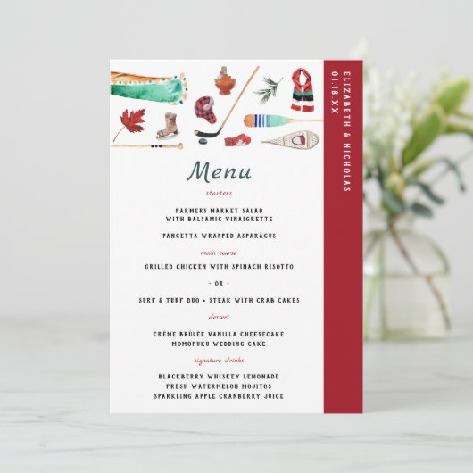 Rustic Winter Mountain | Menu Camping Wedding (Staand voorkant)