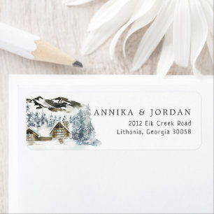 Rustic Winter Mountain Return Label