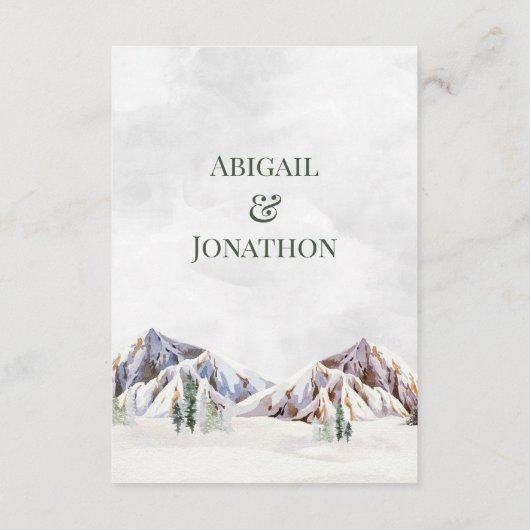 Rustic Winter Mountain Wedding Direction Insert Informatiekaartje (Achterkant)