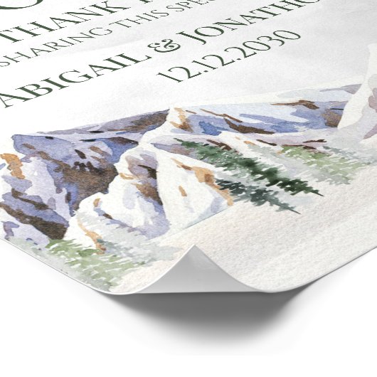 Rustic Winter Mountain Wedding Guest Book Sign Poster (Hoek)