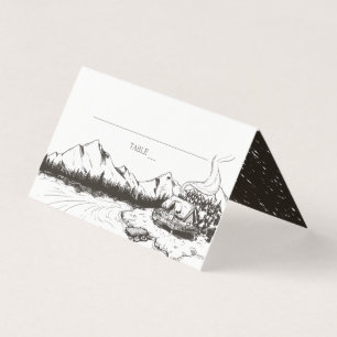 Rustic Winter Mountain Wedding Place Card Visitekaartje