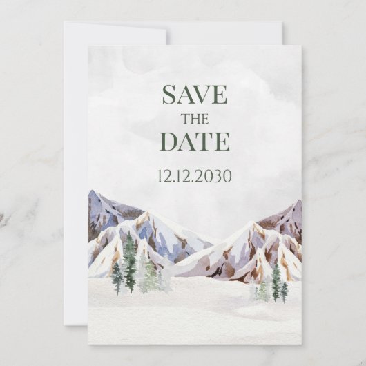 Rustic Winter Mountain Wedding Save the Date Card (Achterkant)