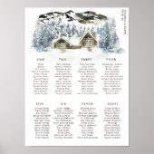 Rustic Winter Mountain Wedding Table Seating Poster (Voorkant)