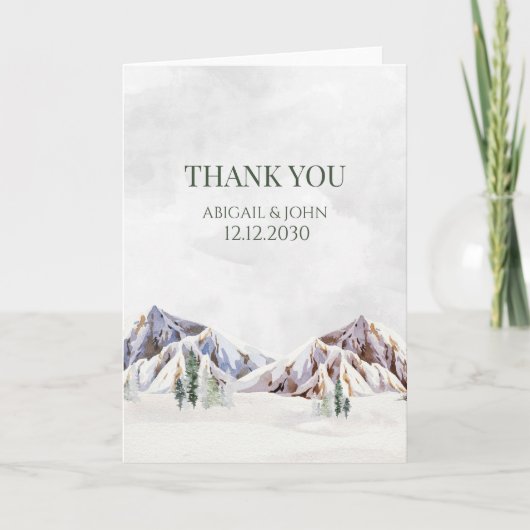 Rustic Winter Mountain Wedding Thank You Card Bedankkaart (Voorkant)