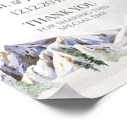 Rustic Winter Mountain Wedding Welcome Poster (Hoek)