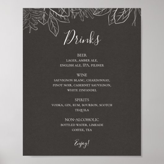 Rustic Winter | Onderteken van het menu Drinken vo Poster (Voorkant)