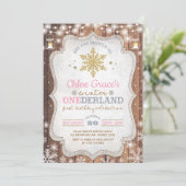 Rustic Winter ONEderland 1e verjaardag Kaart (Staand voorkant)