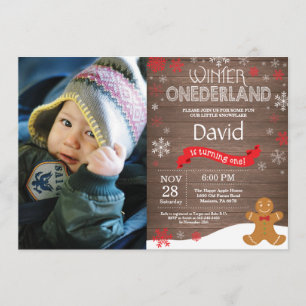 Rustic Winter Onederland 1e verjaardag Uitnodiging