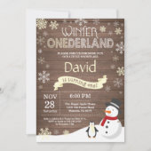 Rustic Winter Onederland 1e verjaardag Uitnodiging (Voorkant)