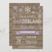 Rustic Winter Onederland 1e verjaardag Uitnodiging (Voorkant / Achterkant)