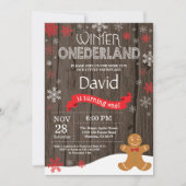 Rustic Winter Onederland 1e verjaardag Uitnodiging (Voorkant)
