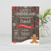 Rustic Winter Onederland 1e verjaardag Uitnodiging (Staand voorkant)