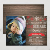 Rustic Winter Onederland 1e verjaardag Uitnodiging (Voorkant / Achterkant)