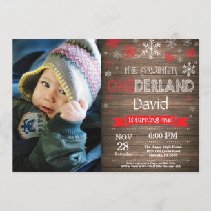 Rustic Winter Onederland 1e verjaardag Uitnodiging