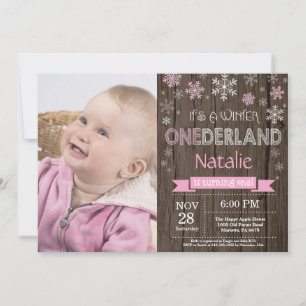 Rustic Winter Onederland 1e verjaardag Uitnodiging