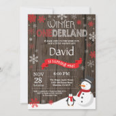 Rustic Winter Onederland 1e verjaardag Uitnodiging (Voorkant)