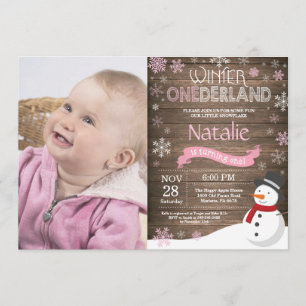 Rustic Winter Onederland 1e verjaardag Uitnodiging