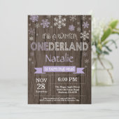 Rustic Winter Onederland 1e verjaardag Uitnodiging (Staand voorkant)