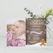 Rustic Winter Onederland 1e verjaardagsuitnodiging Kaart (Staand voorkant)