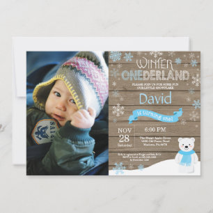 Rustic Winter Onederland 1e Verjaardagsuitnodiging Kaart