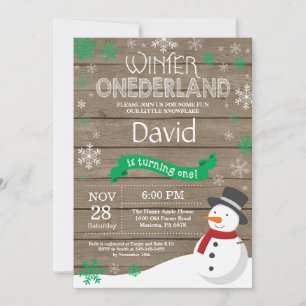 Rustic Winter Onederland 1e Verjaardagsuitnodiging Kaart