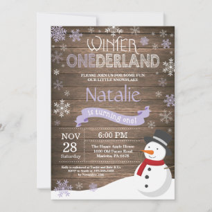 Rustic Winter Onederland 1e verjaardagsuitnodiging Kaart