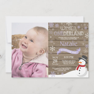 Rustic Winter Onederland 1e verjaardagsuitnodiging Kaart