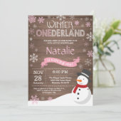 Rustic Winter Onederland 1e Verjaardagsuitnodiging Kaart (Staand voorkant)