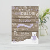 Rustic Winter Onederland 1e verjaardagsuitnodiging Kaart (Staand voorkant)