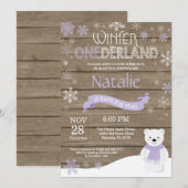 Rustic Winter Onederland 1e verjaardagsuitnodiging Kaart (Voorkant / Achterkant)
