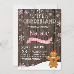 Rustic Winter Onederland 1e Verjaardagsuitnodiging Kaart