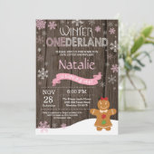 Rustic Winter Onederland 1e Verjaardagsuitnodiging Kaart (Staand voorkant)