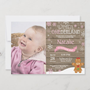 Rustic Winter Onederland 1e verjaardagsuitnodiging Kaart